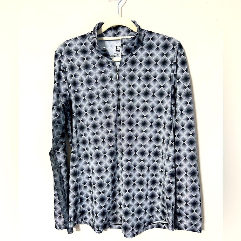 Long sleeve Argyle Optical zip mock Sunshirt